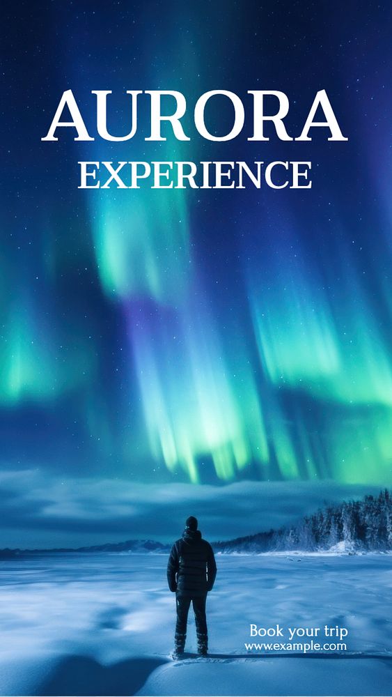 Aurora tour package Instagram story template, editable text
