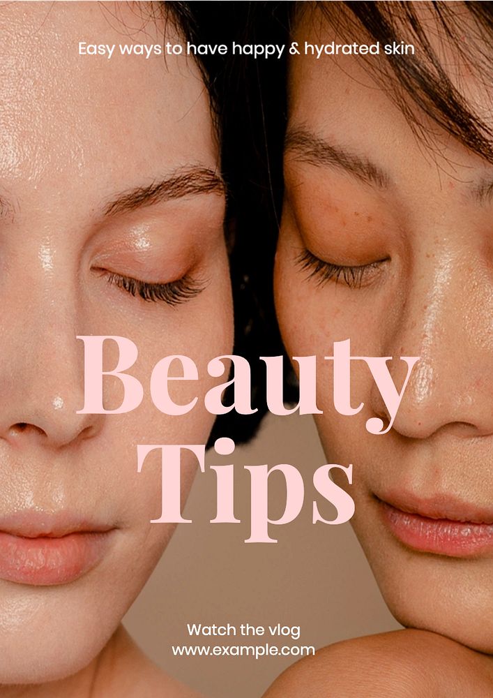 Beauty tips poster template, editable text and design