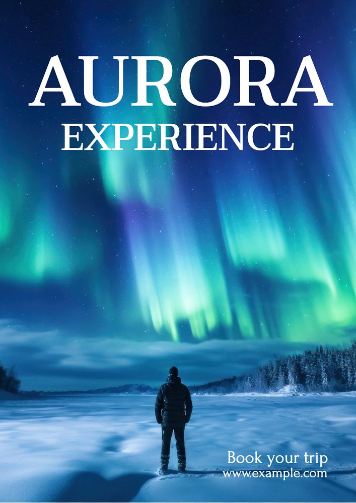 Aurora tour package poster template, editable text and design