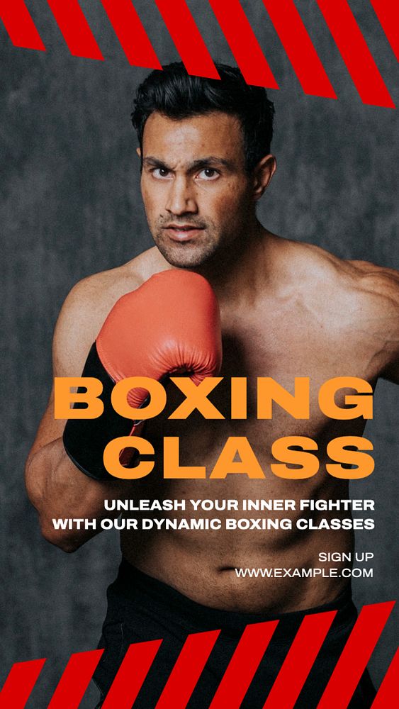 Boxing class Instagram story template, editable text
