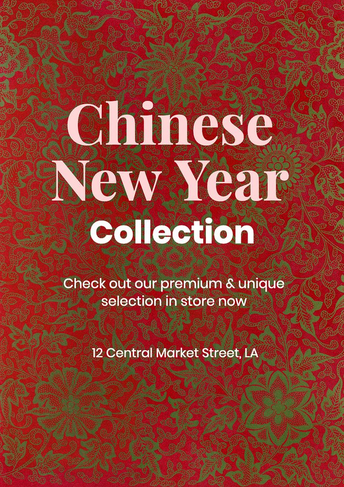 Chinese New Year poster template, editable text and design