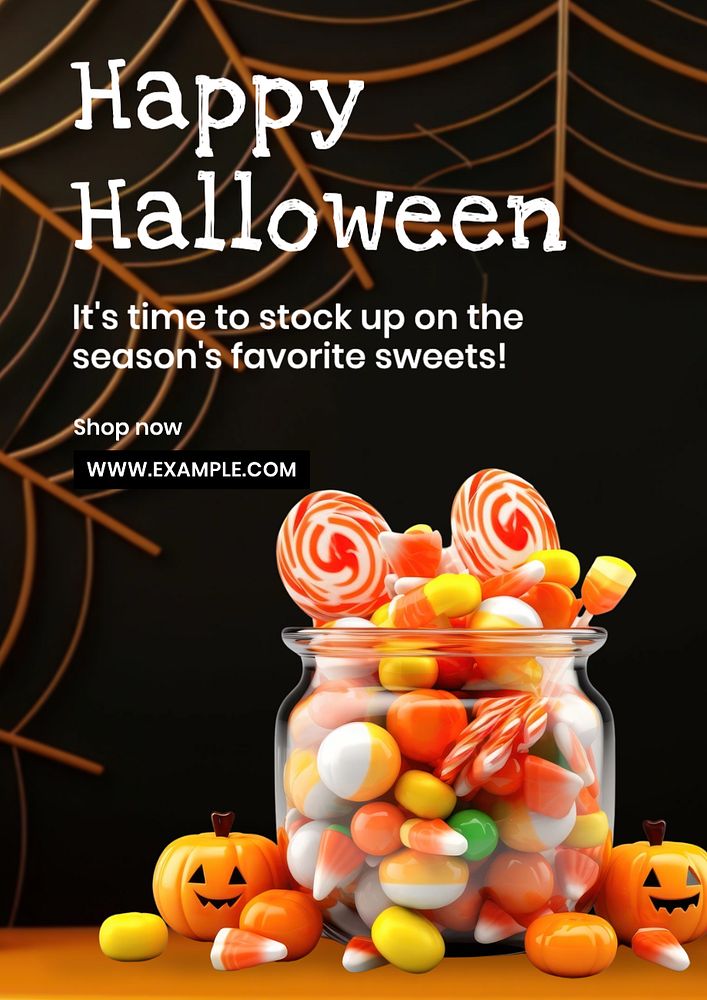 Happy Halloween poster template, editable text and design