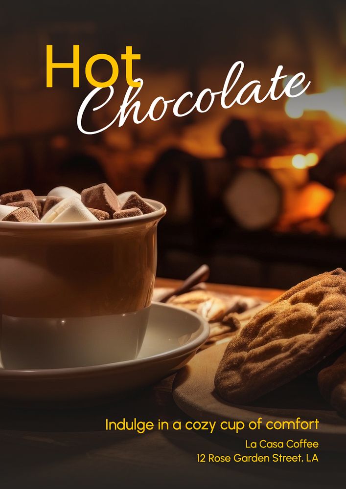 Hot chocolate poster template, editable text and design