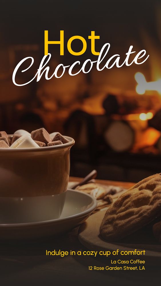 Hot chocolate Instagram story template, editable text