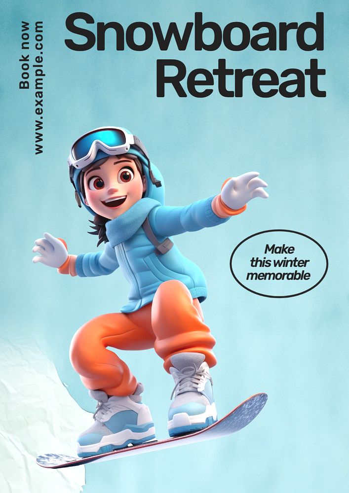 Ski retreat poster template, editable text and design