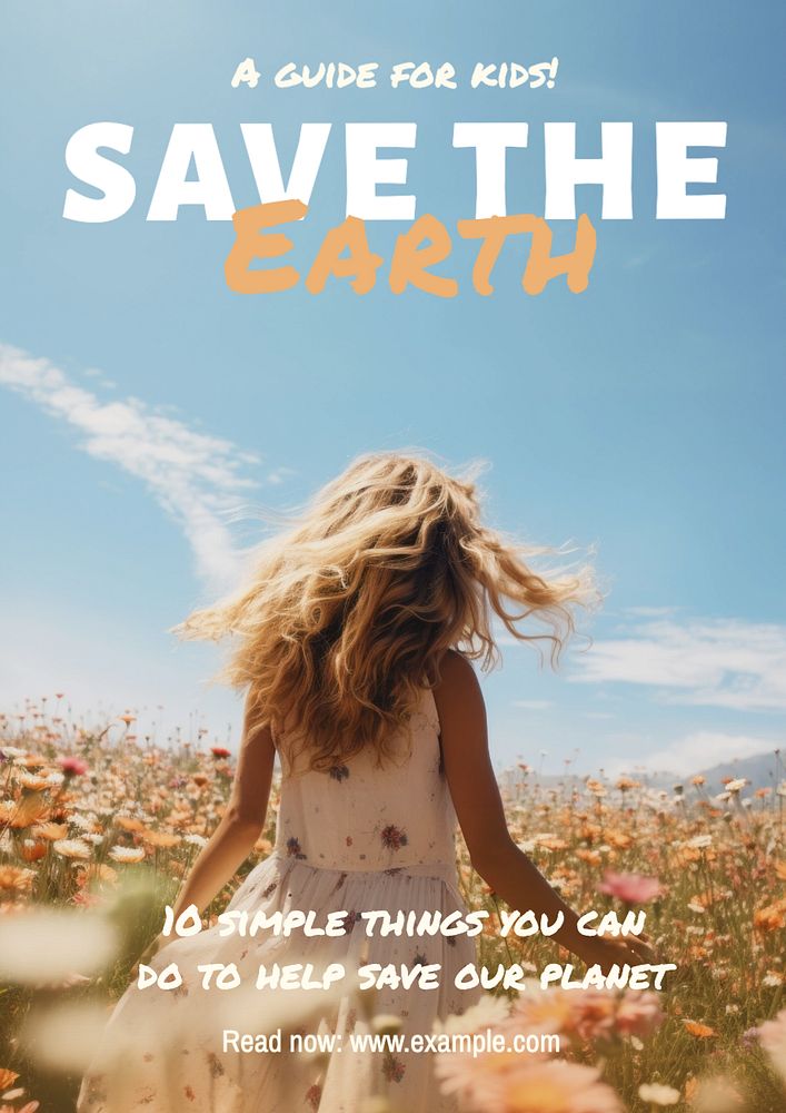 Save the earth poster template, editable text and design