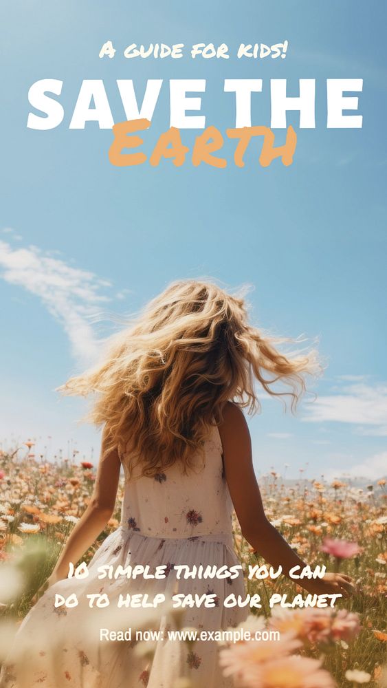 Save the earth Instagram story template, editable text