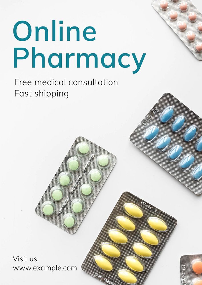 Online pharmacy editable poster template