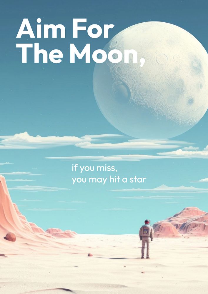 Aim for the moon poster template, editable text and design