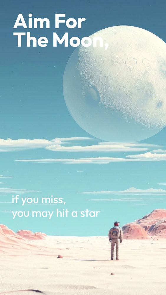 Aim for the moon Facebook story template, editable design