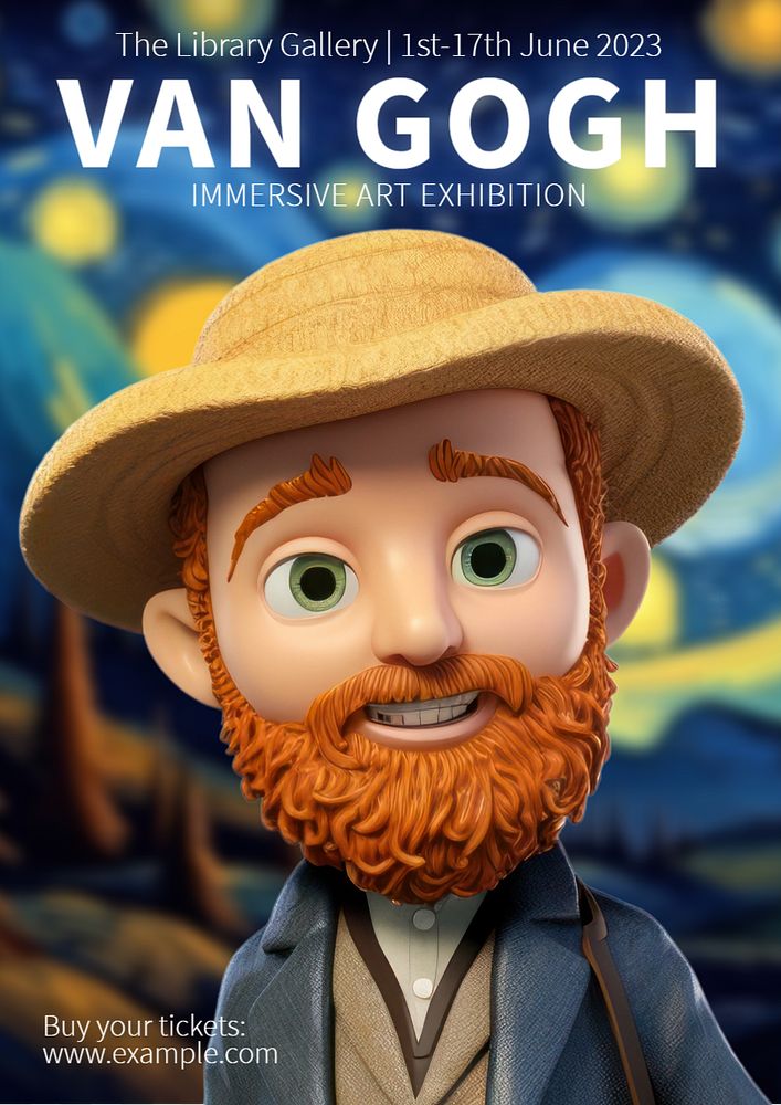 Van Gogh exhibition poster template, editable text and design