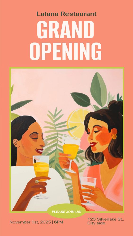 Grand opening Instagram story template, editable text
