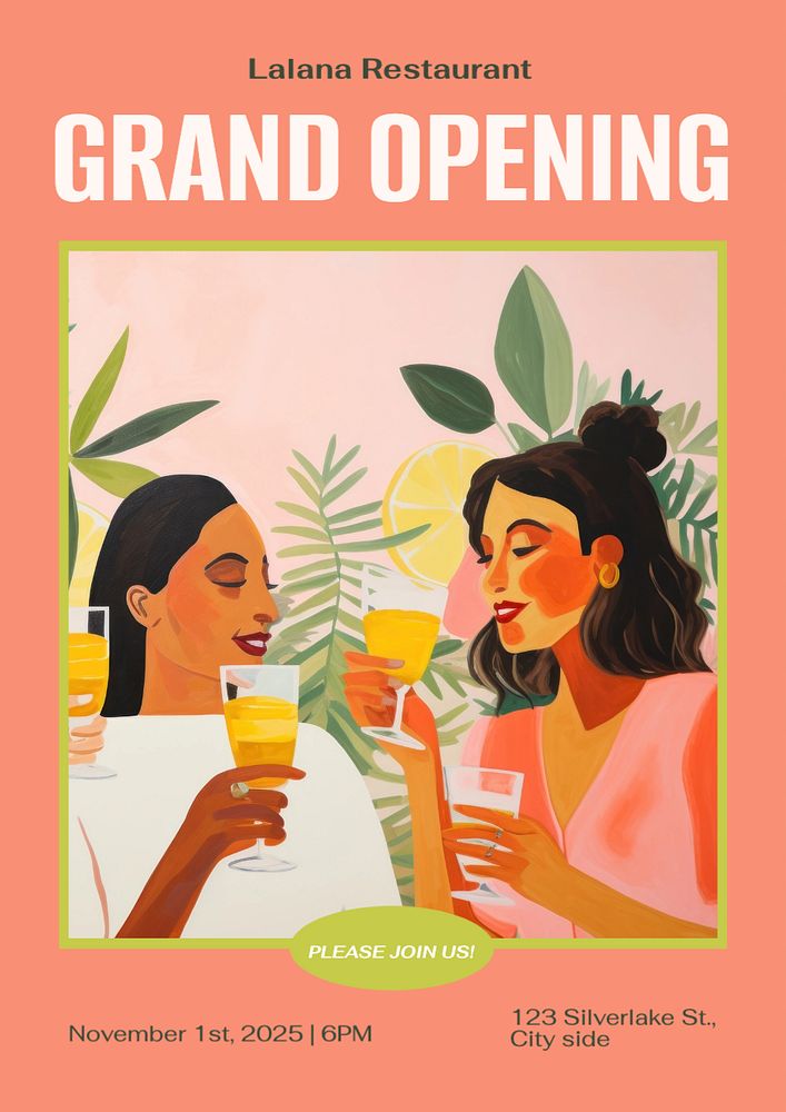 Grand opening poster template, editable text and design