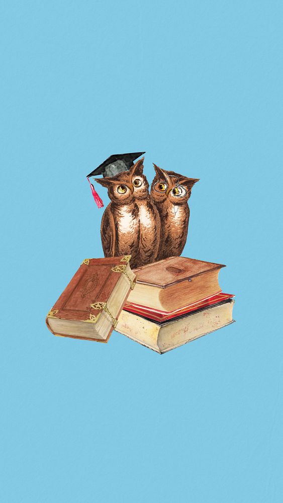 Owl education graduation iPhone wallpaper editable design