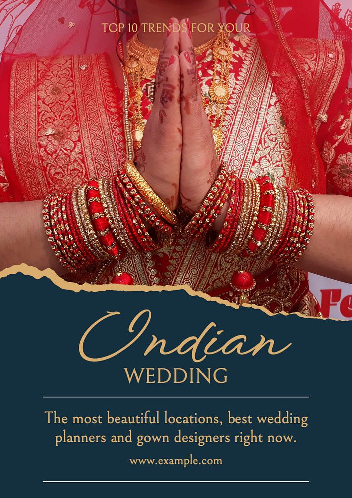 Indian wedding poster template, editable text and design