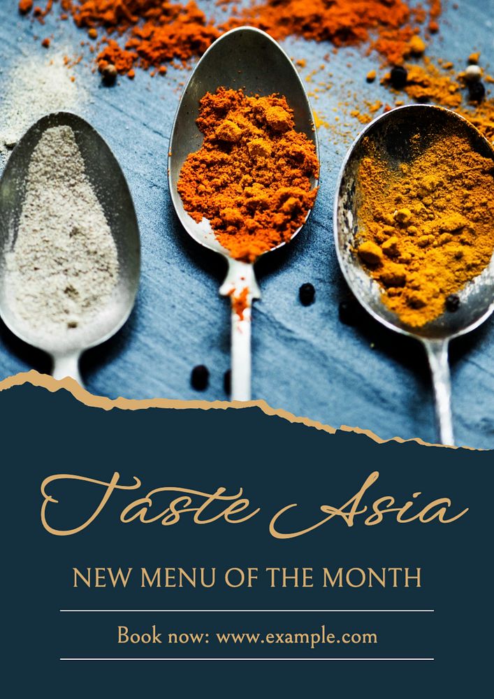 Taste asia poster template, editable text and design