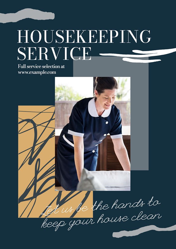 Housekeeping service poster template, editable text and design