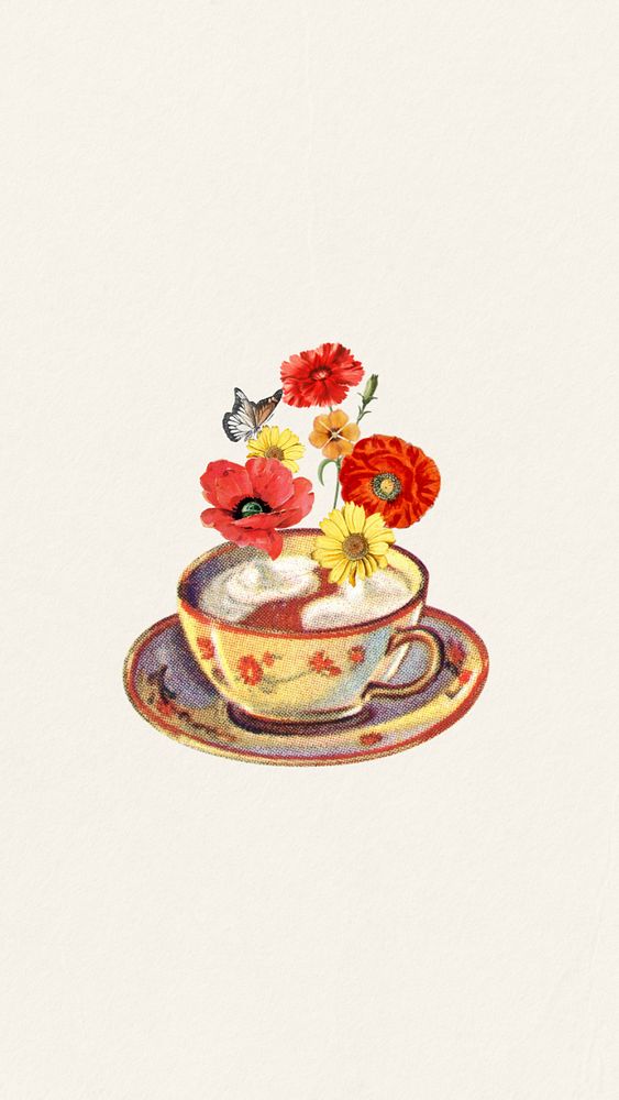 Afternoon floral tea iPhone wallpaper editable design