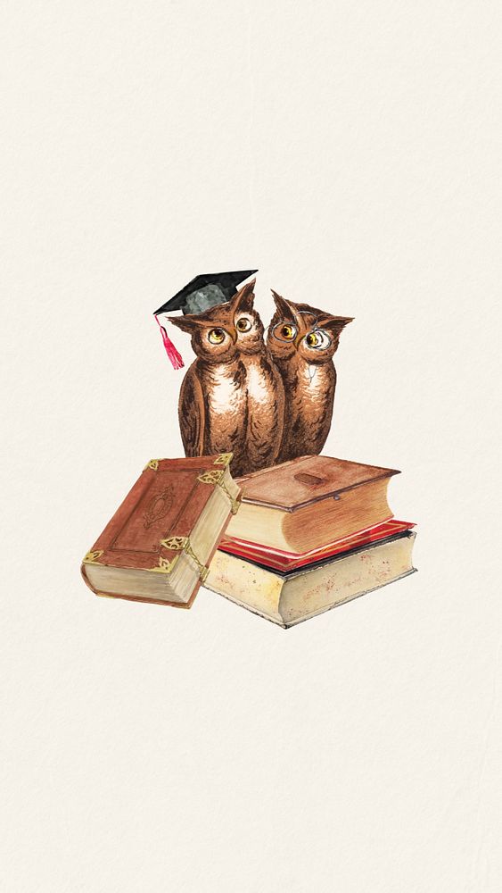 Owl education graduation iPhone wallpaper editable design