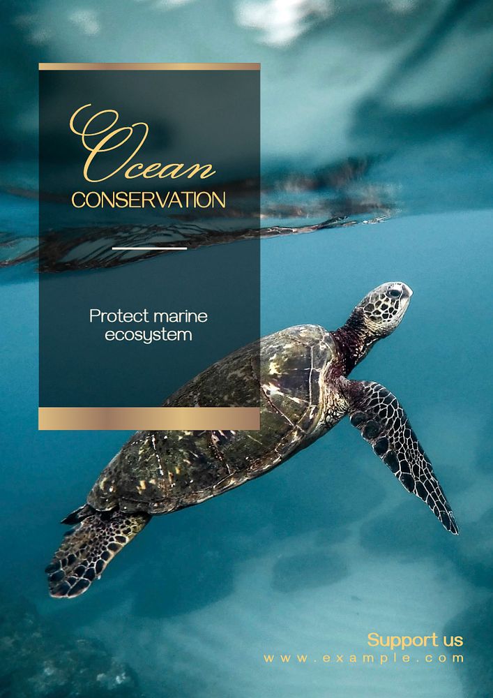 Ocean conservation poster template, editable text and design