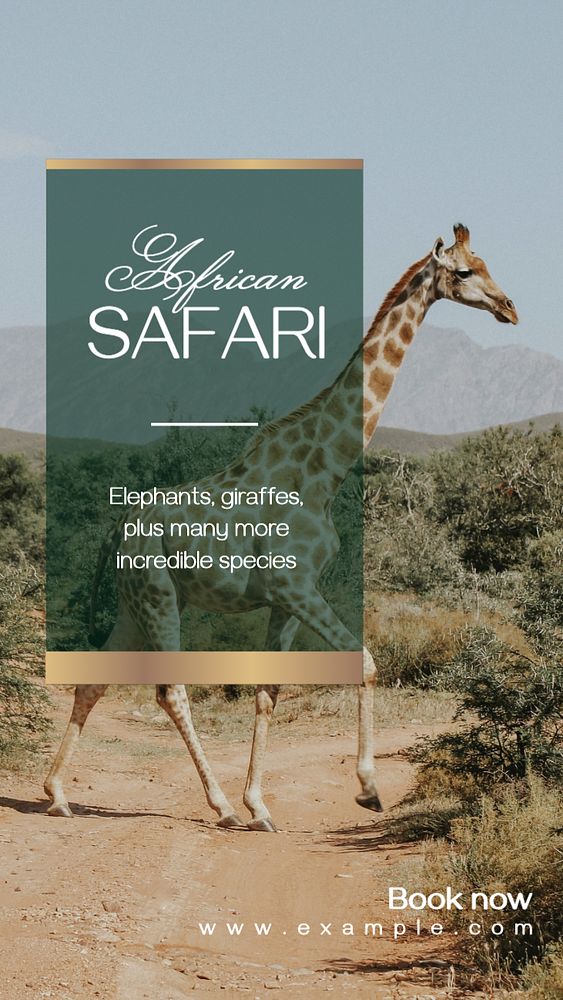 African safari Facebook story template, editable design