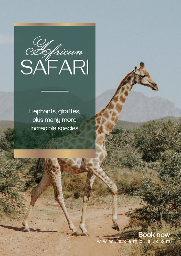 African safari poster template, editable text and design