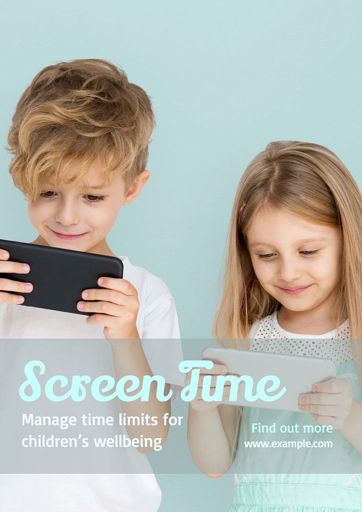 Screen time poster template, editable text and design