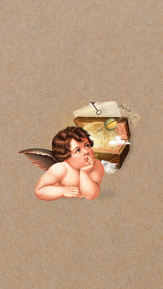 Cherub treasure chest iPhone wallpaper editable design