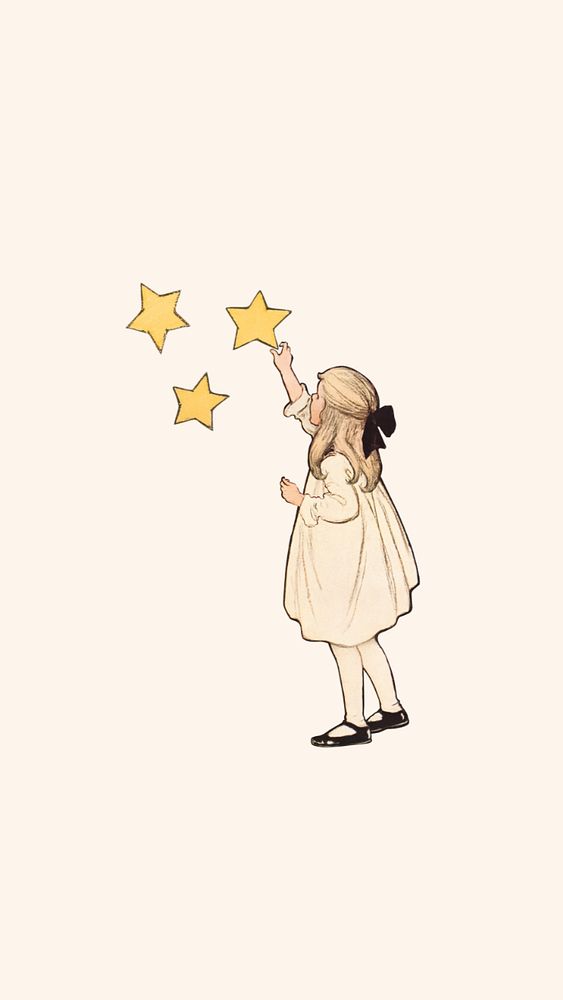 Star rating iPhone wallpaper, vintage girl editable design