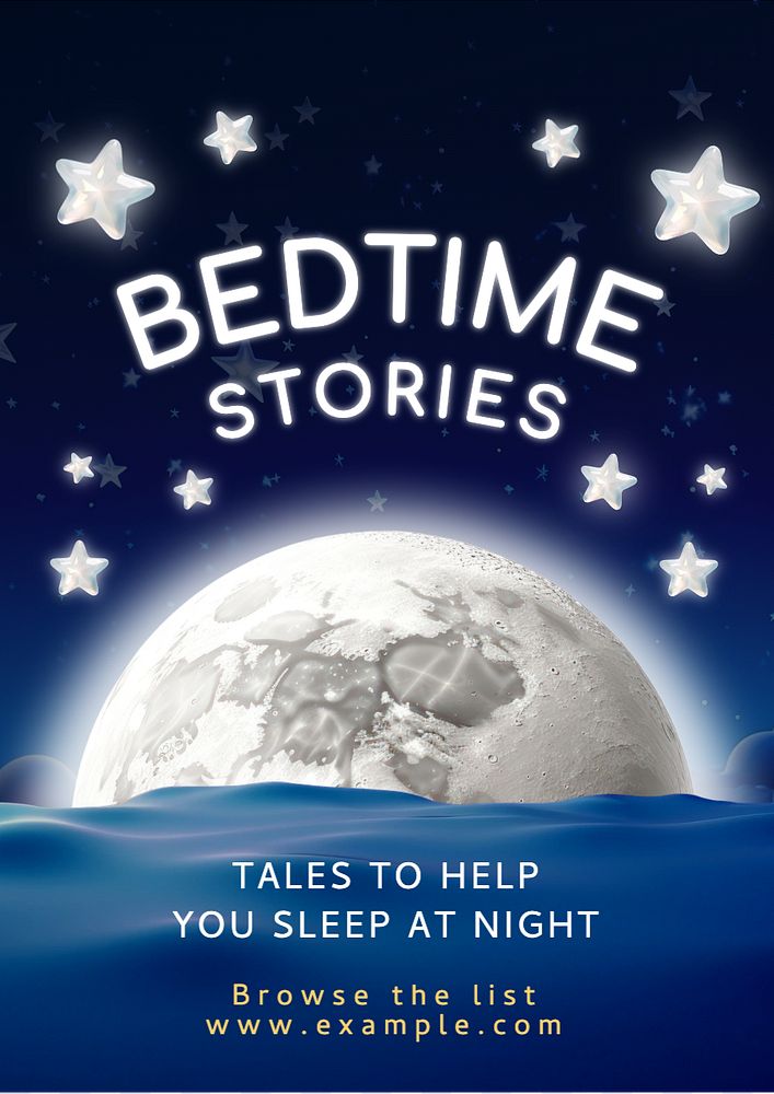 Bedtime stories editable poster template