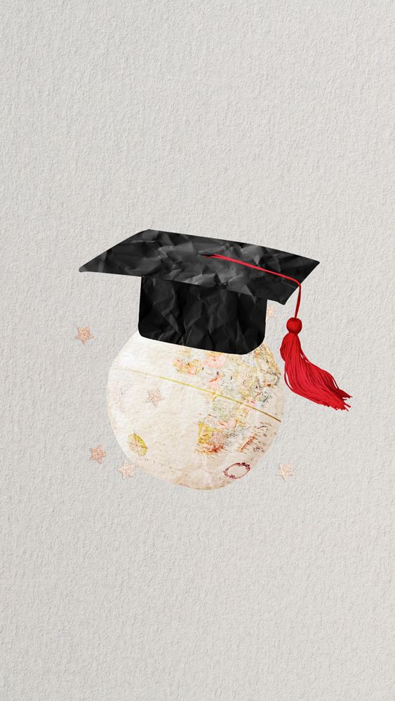 Graduate globe iPhone wallpaper, creative education remix, editable design