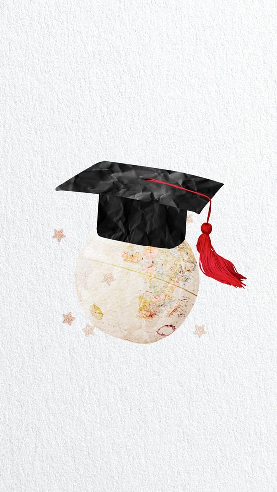 Graduate globe iPhone wallpaper, creative education remix, editable design