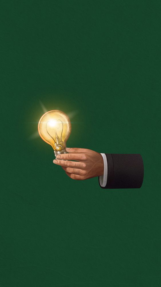 Business idea iPhone wallpaper, light bulb editable design