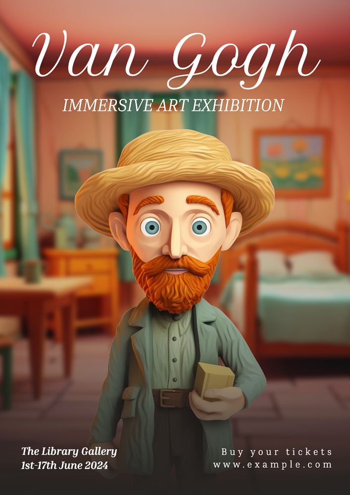 Van Gogh exhibition poster template, editable text and design