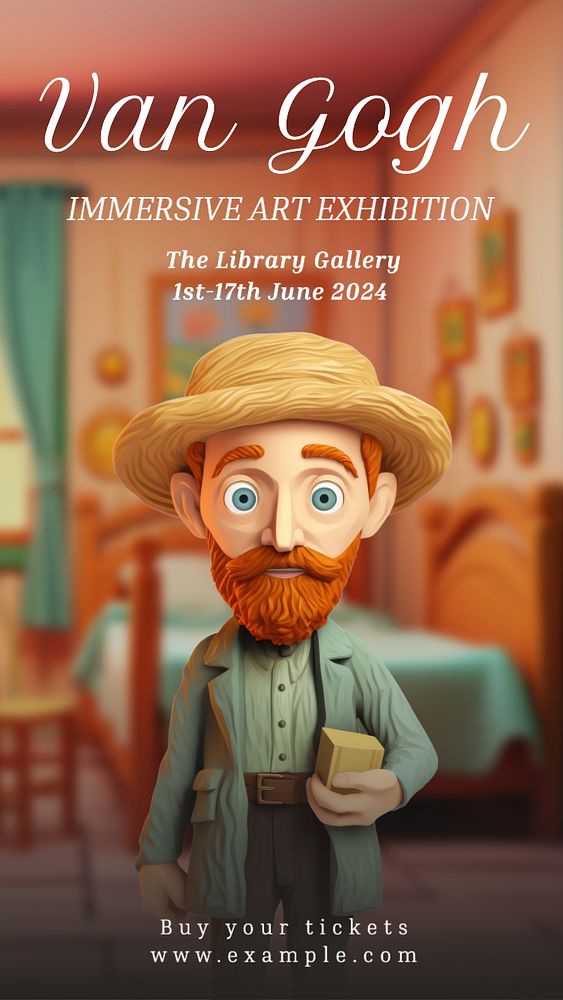 Van Gogh exhibition Instagram story template, editable text