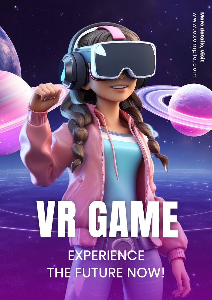 VR game poster template, editable text and design