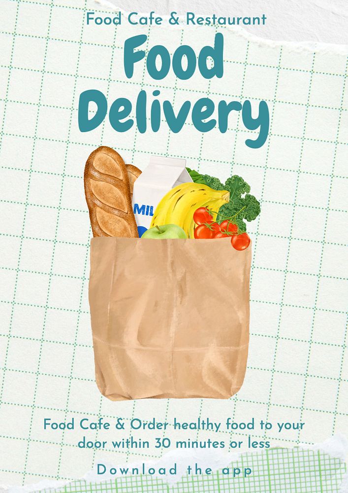 Food delivery editable poster template