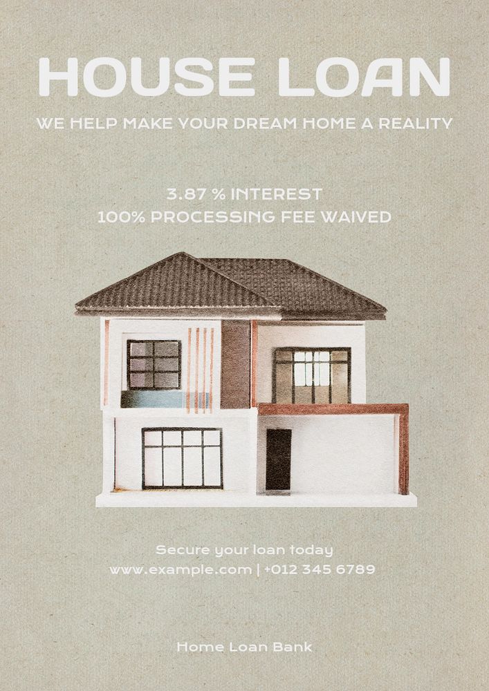 House loan poster template, editable text and design