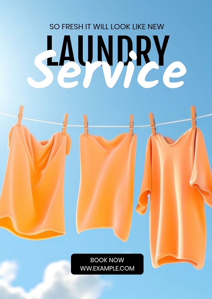 Laundry service editable poster template