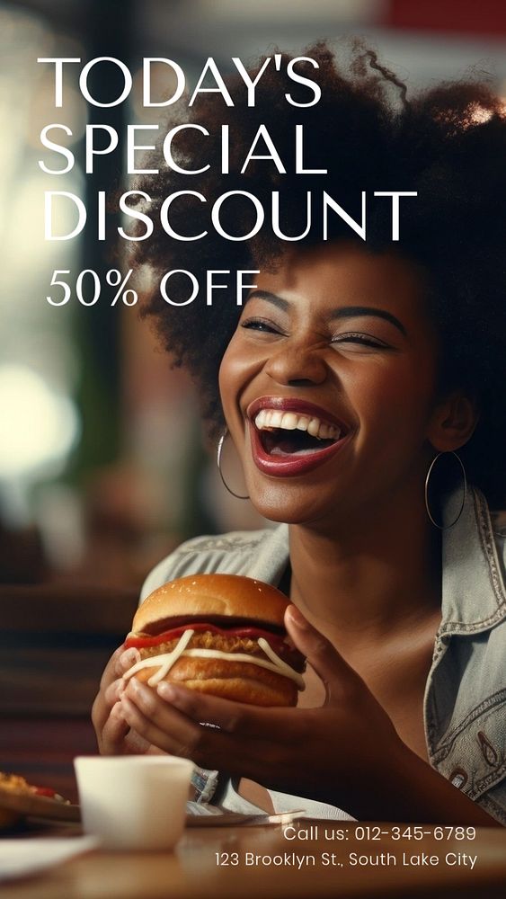 Burger discount Instagram story template, editable social media design