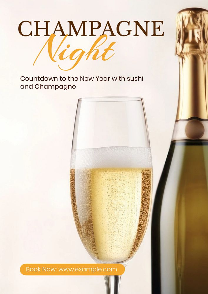 Champagne night editable poster template