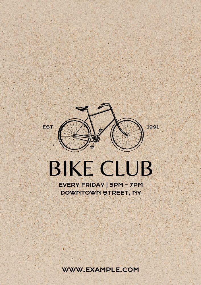 Bike club ads poster template, editable text and design