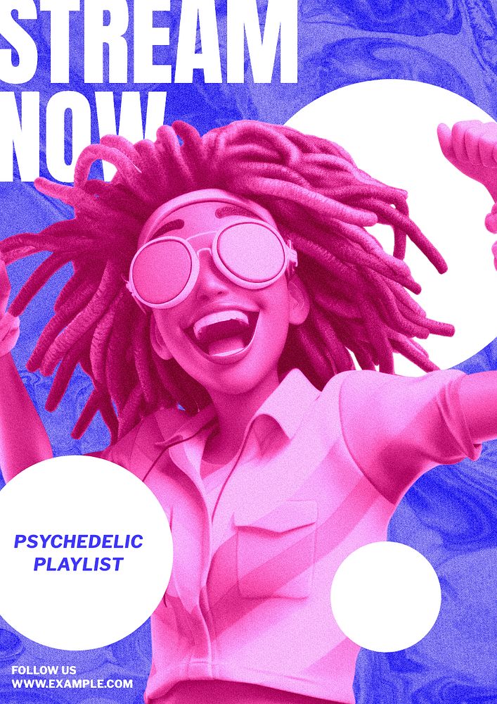 Psychedelic playlist poster template, editable text