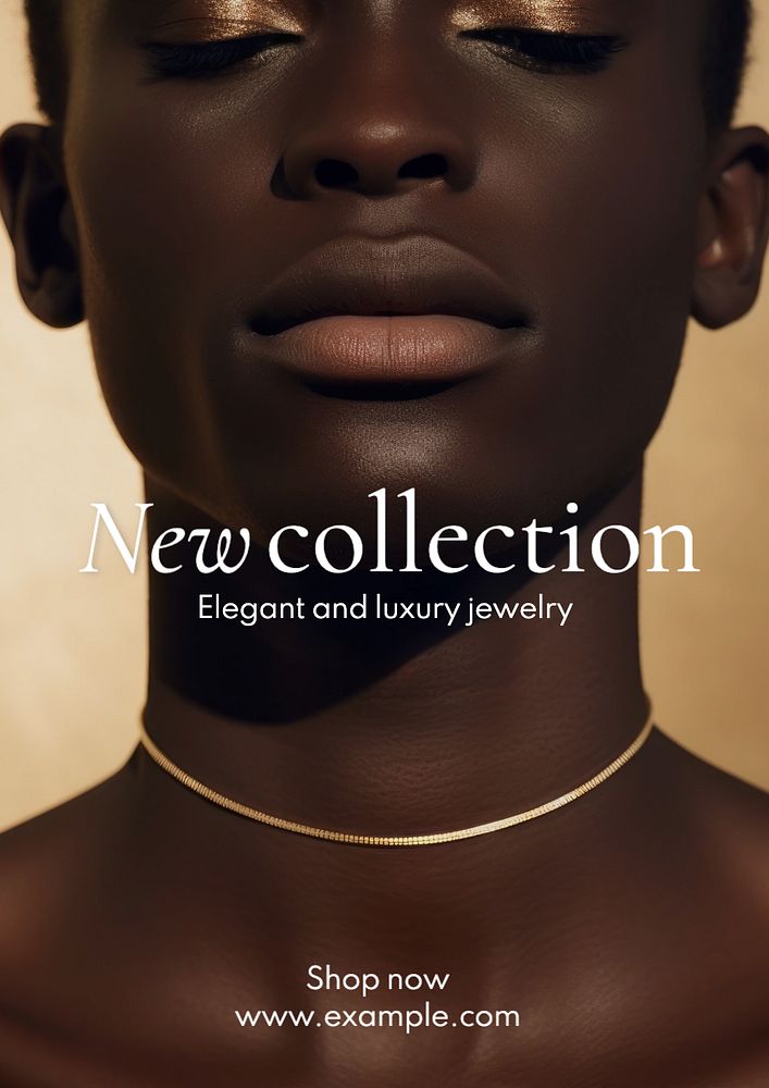 New jewelry collection poster template, editable text