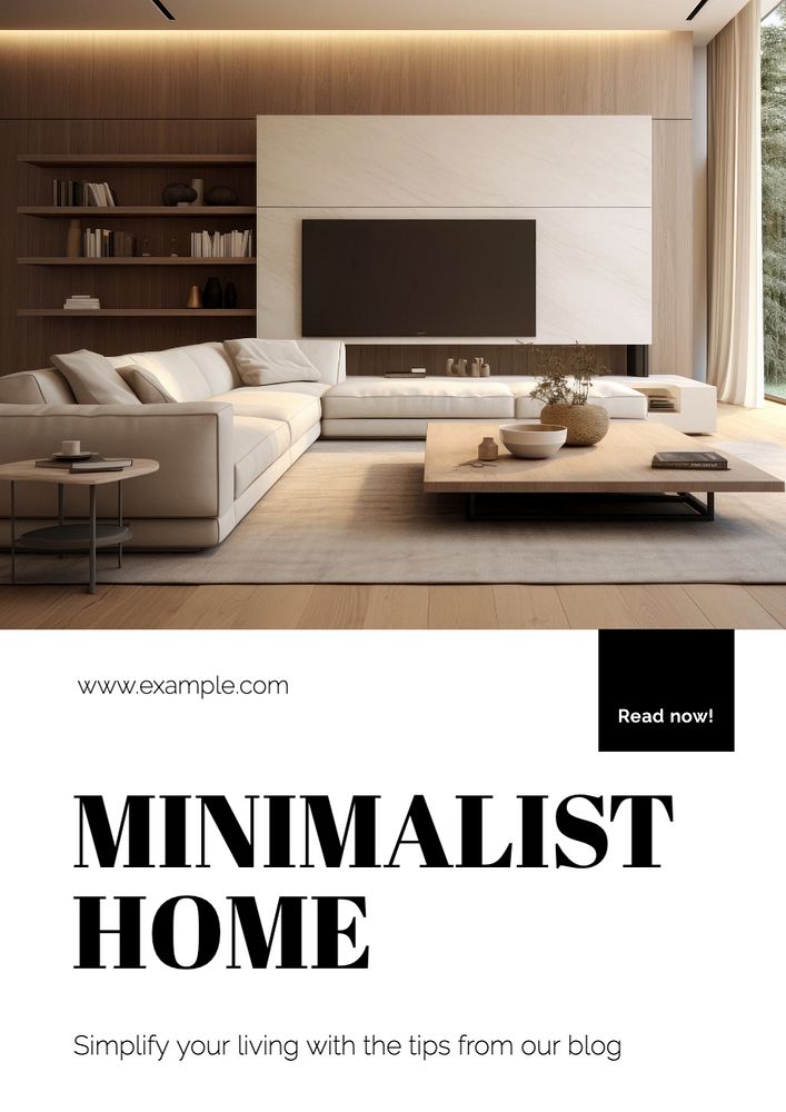 Minimalist home poster template, editable text