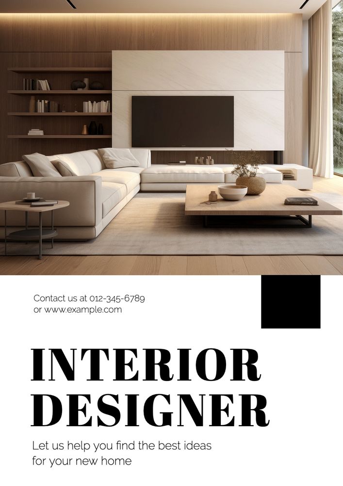 Interior designer poster template, editable text