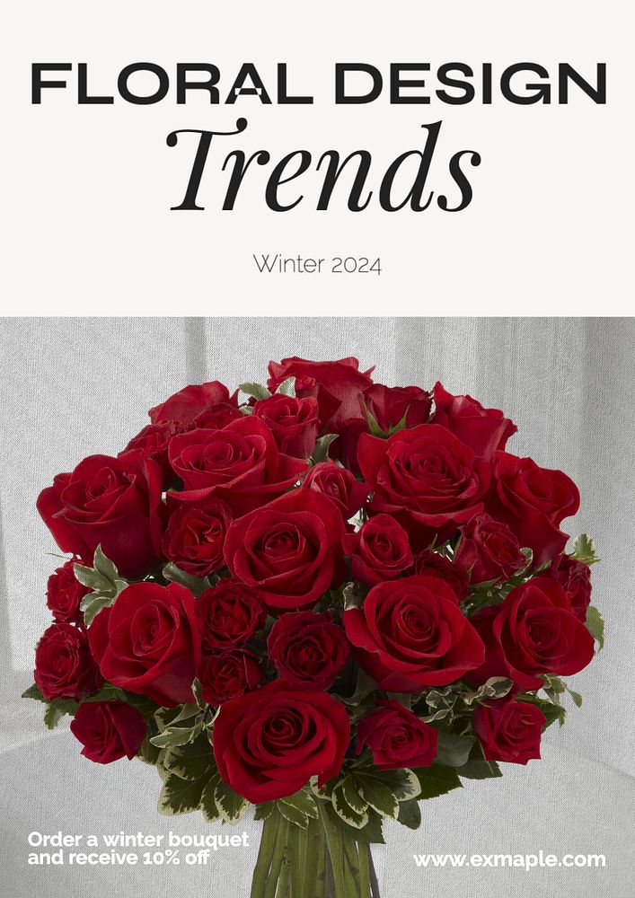 Flower trends poster template, editable text