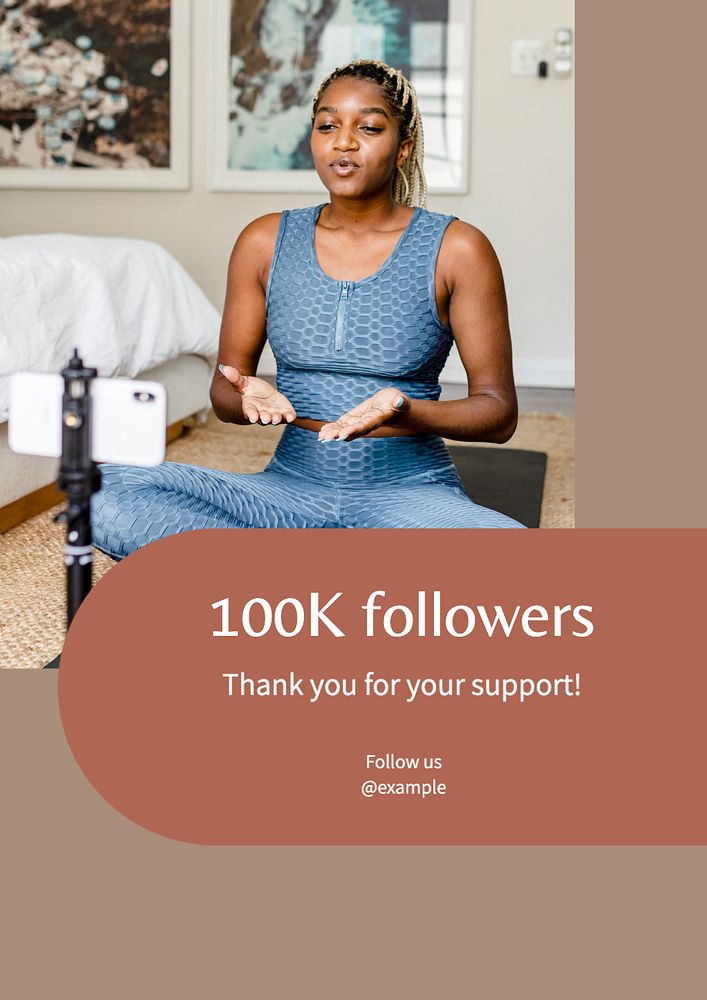 100k followers editable poster template