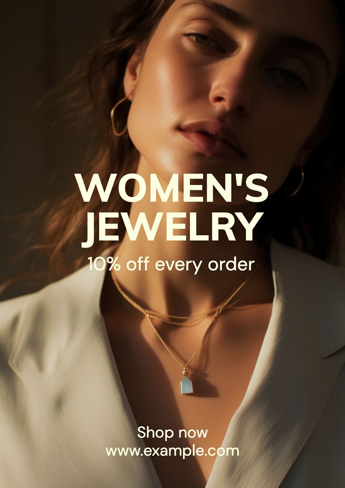 Women's jewelry poster template, editable text