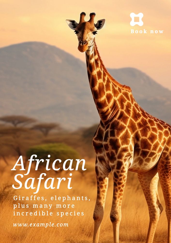 African safari poster template, editable text